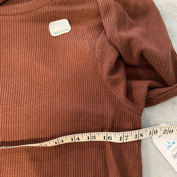 NWT Time & Tru Maternity Size L Brown Ribbed Knit Long Sleeve Maxi Dress - Picture 12 of 12